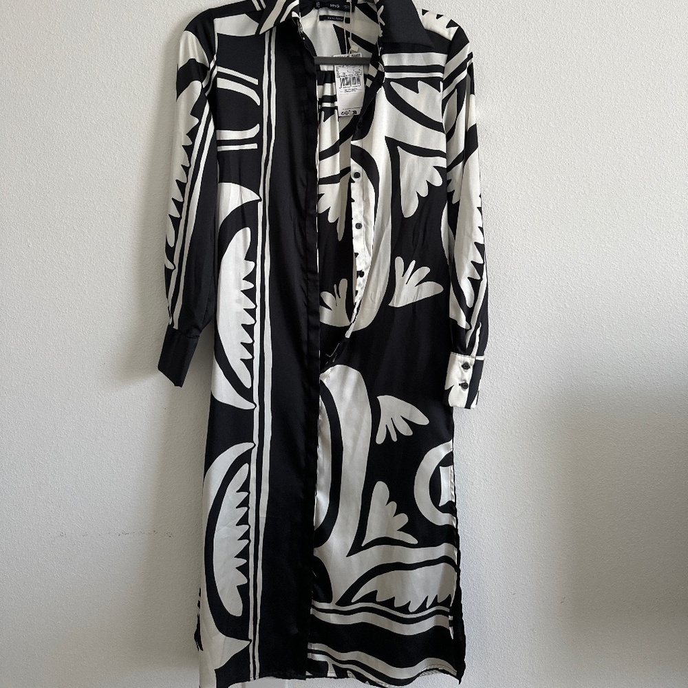 MNG satin shirt dress